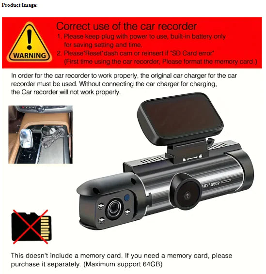 360° Twin Lens Auto Dash Cam
